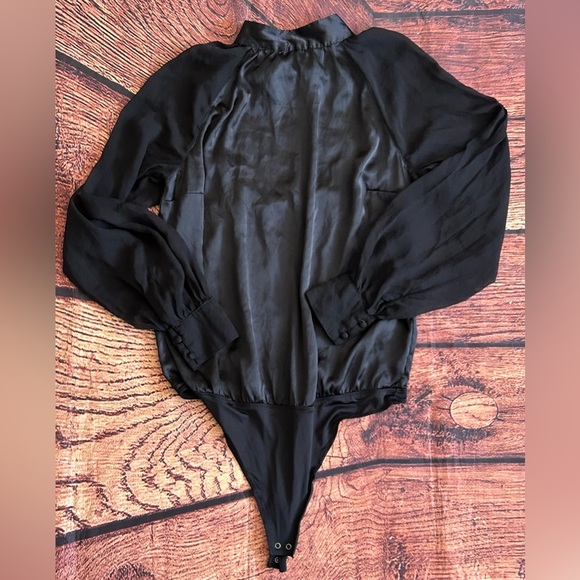 Abercrombie & Fitch Tops - ABERCROMBIE & FITCH Black Silk Bodysuit Size Large